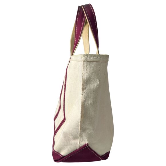 L.L. Bean Boat and Tote Vintage 90s Cream Burgundy Canvas Tote Bag - READ - Picture 5 of 9